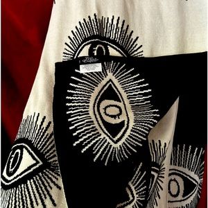 NWT reverse weave 100% cotton evil eye  Fatima Hamsa throw by Witch crafters